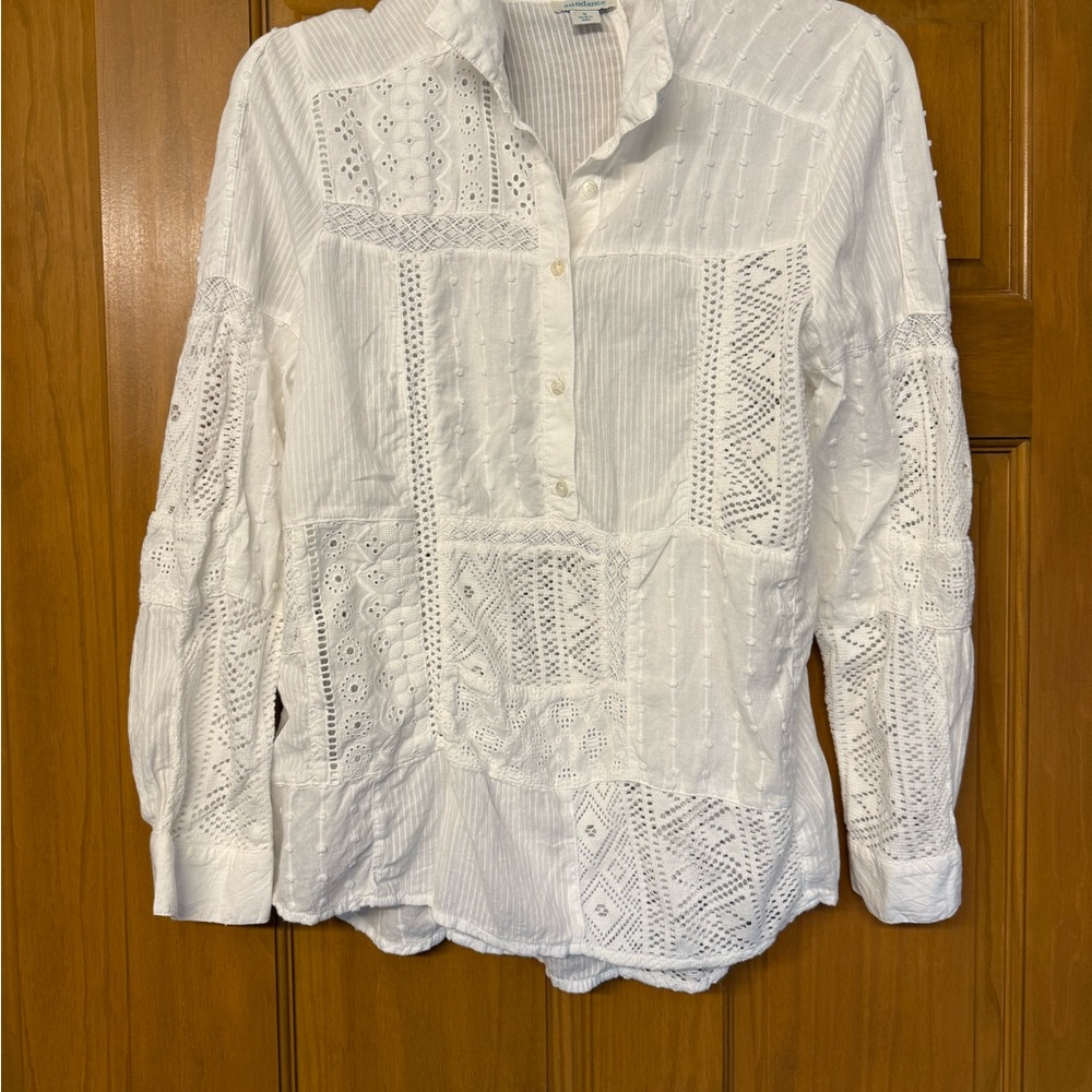 Sundance White Textured Blouse